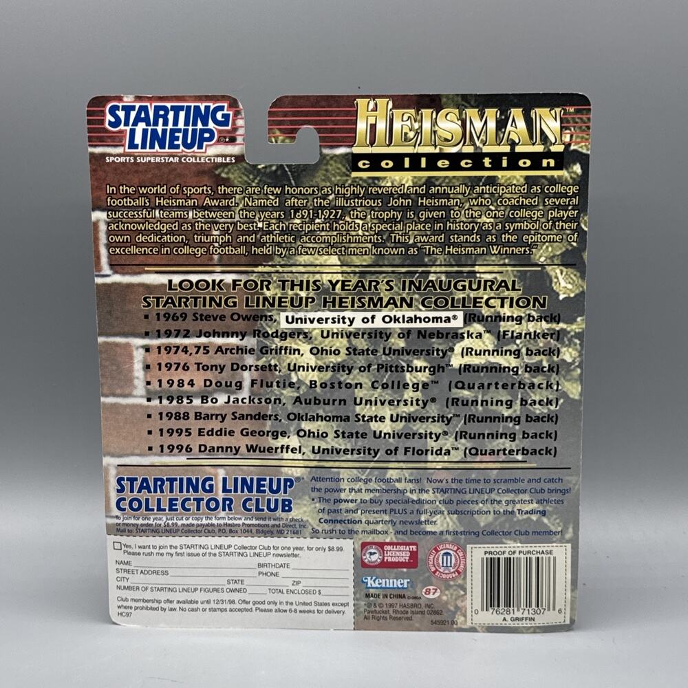 1997 Kenner Starting Lineup Heisman Collection Archie Griffin Ohio State Buckeye - Picture 2 of 7